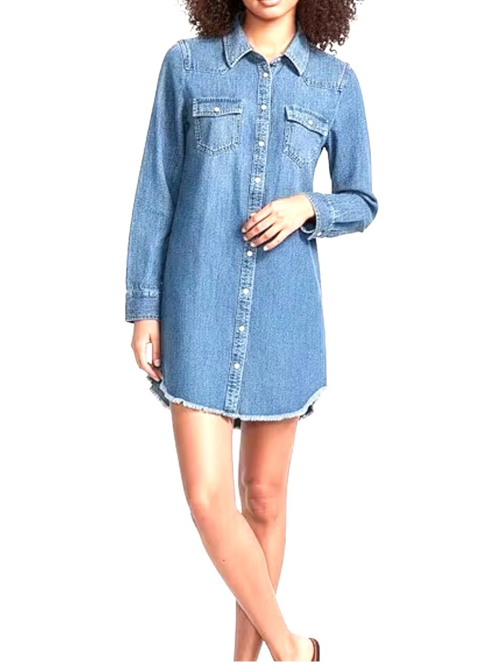 Lucky Brand Denim Western Long Sleeve Shirt Dress, Blue, Women’s Size Small